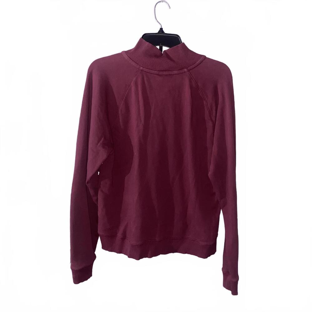 PINK Victoria’s Secret Burgundy Quarter Zip Pullover Size XS Logo Sleeve Top - Picture 3 of 4